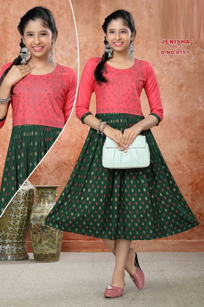 Jenisha Vol 3 Girls Anarkali Kurti  Kids Catalog
